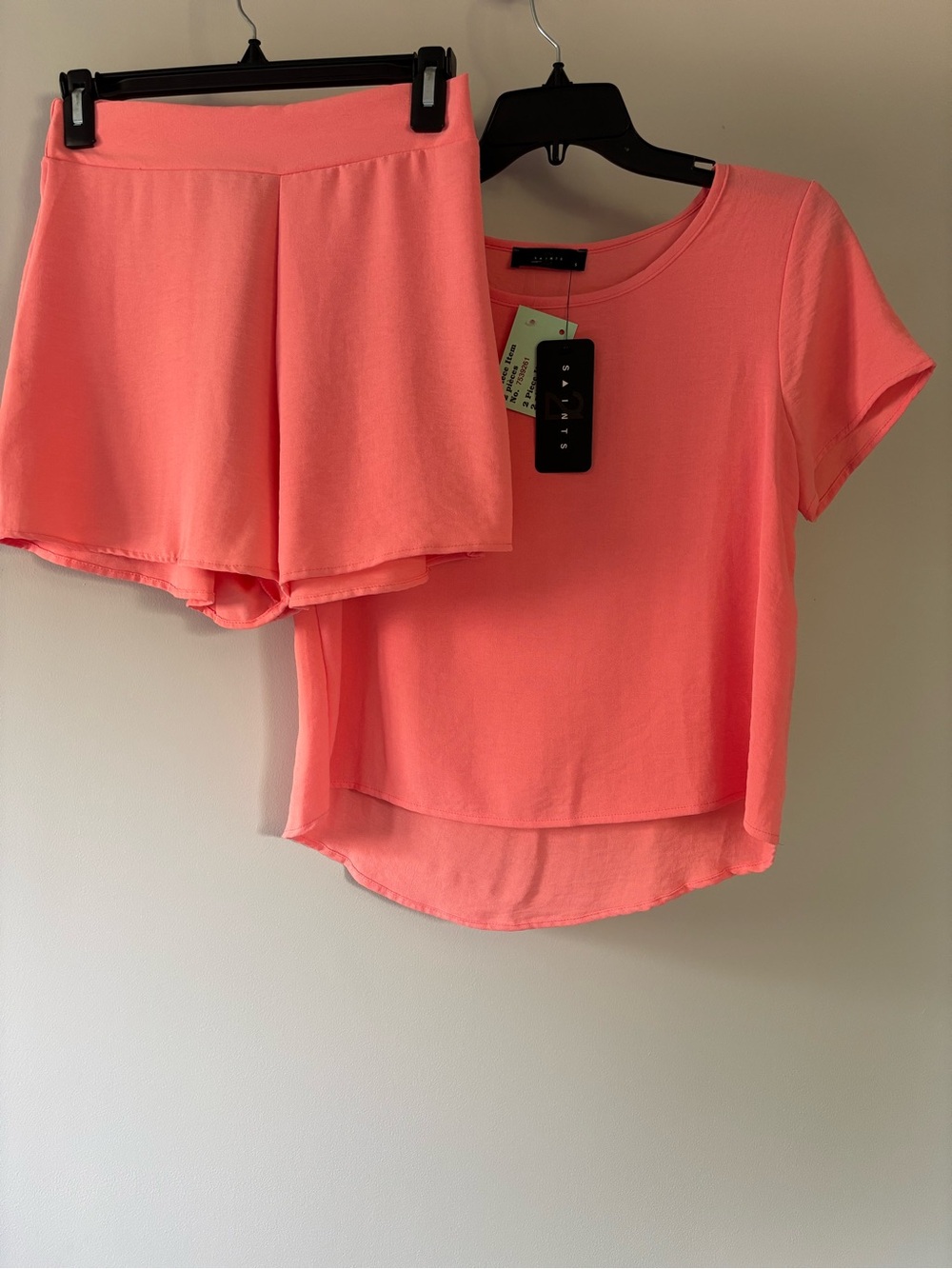 Coral Matching 2 Piece Summer Short Set